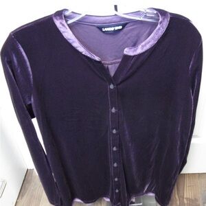 Lands' End Women's velvet button down long sleeve tunic, Nwt